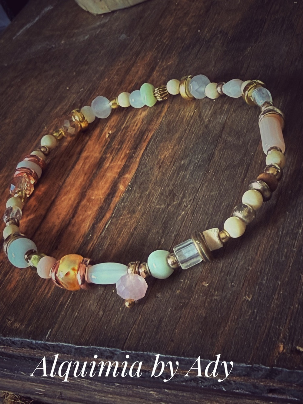 Minimal White agate beaded charm bracelet